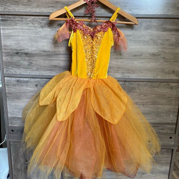 Weissman 13511 Petal Tutu Seasons Fairy Ballet Dance Costume Yellow Velvet Gold - Picture 4 of 14